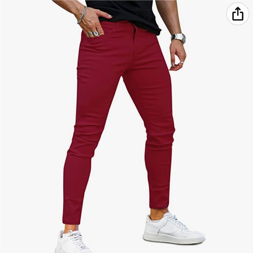 Men’s Skinny Stretch Red Jeans (32)